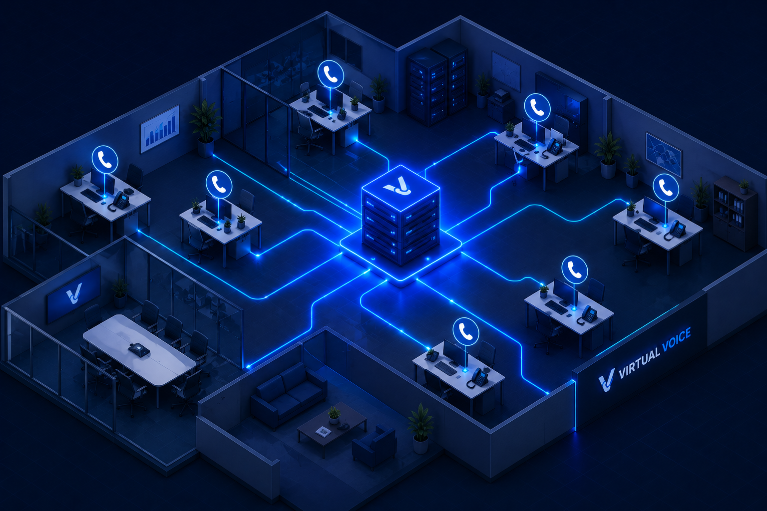 Virtual Voice Office — every desk connected through a single cloud system