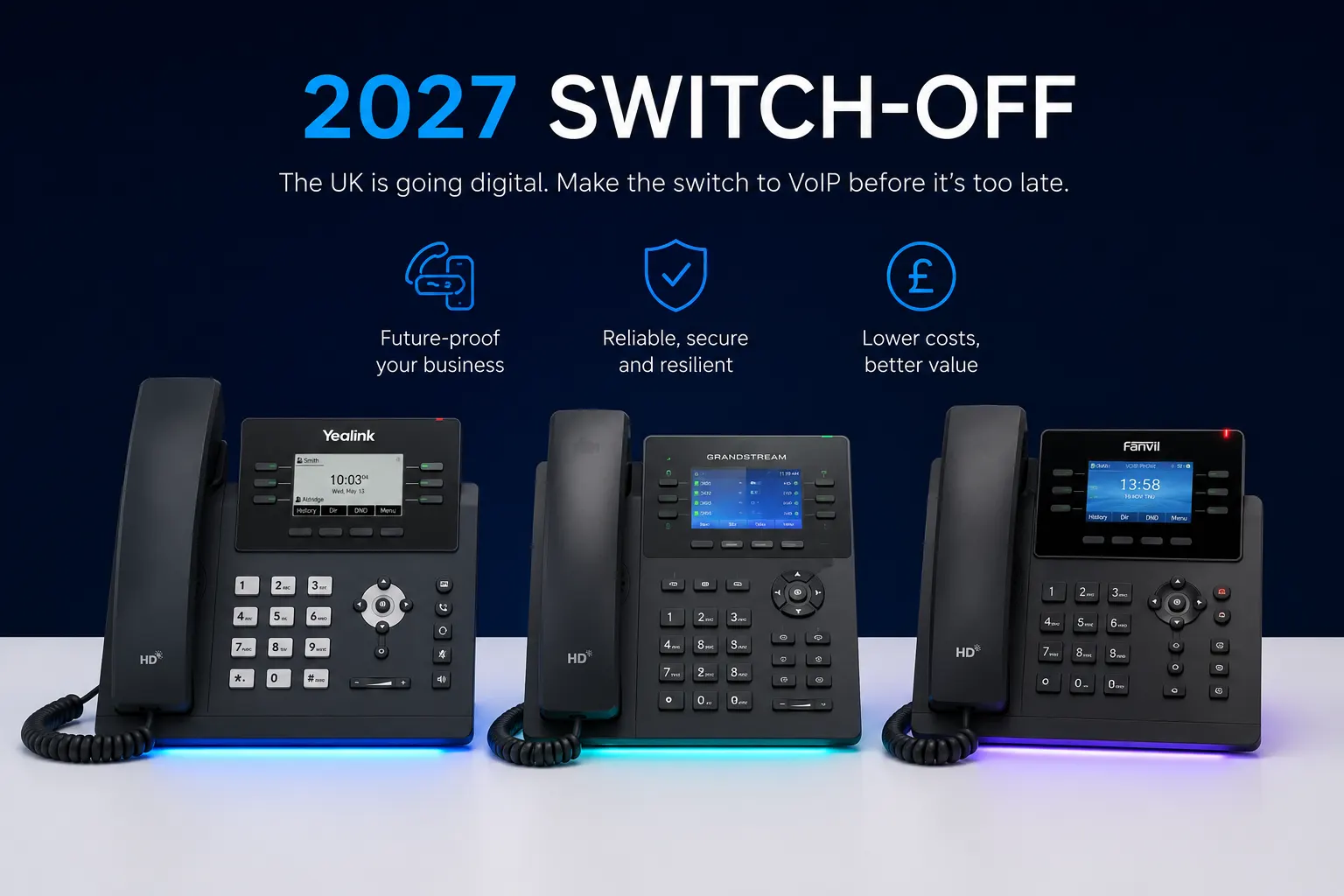 2027 switch-off: three VoIP phones